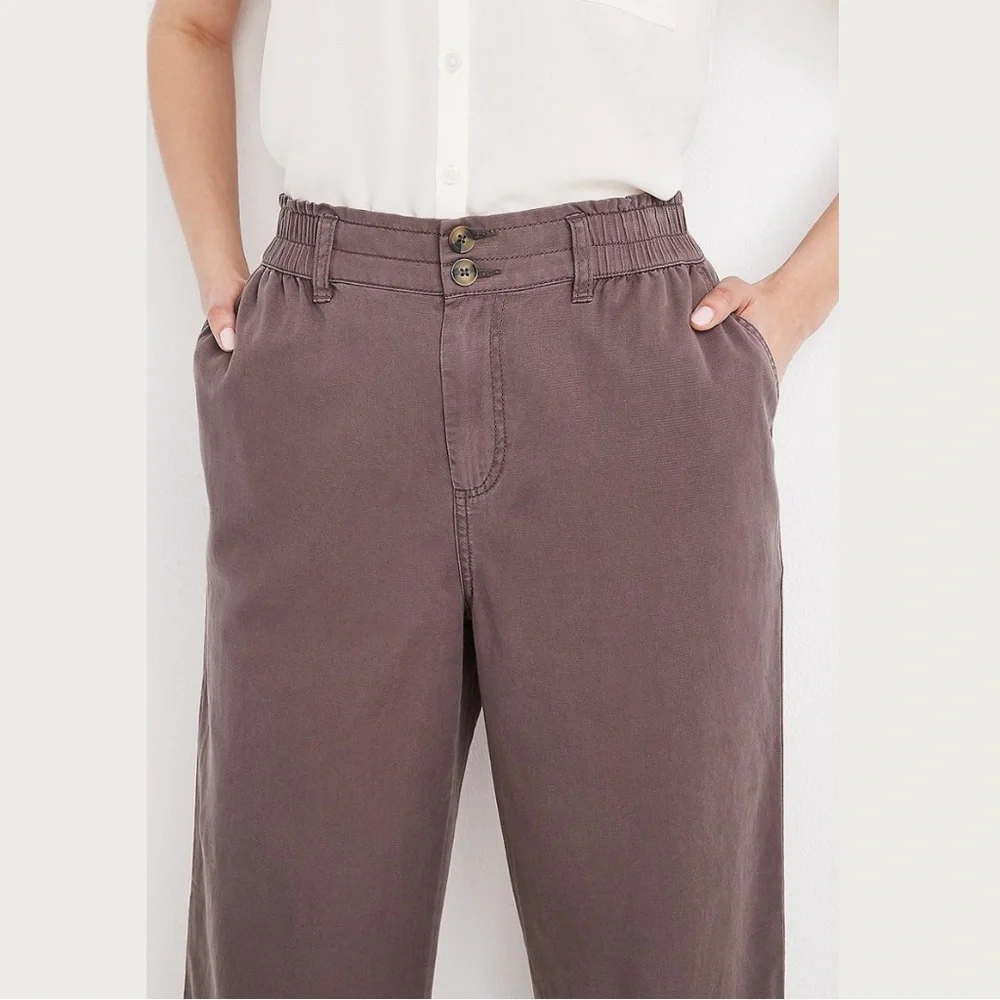 Maurices Solid High Rise Cropped Wide Leg Weekender Pant XL BNWT Brown Arrow - Picture 4 of 11